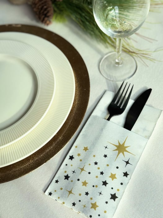 BAX Servetele cu BUZUNAR pentru tacamuri - Christmas Star (white) / 40 x 40 cm / 1200 buc [3]