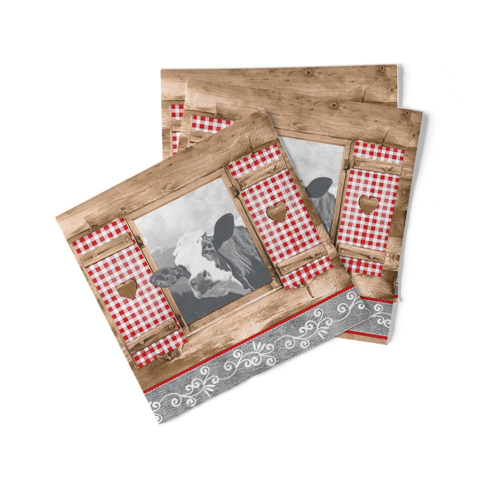 Bax Servetele de masa, 3 straturi, Tissue - Almblick (imprimeu vacuta) / 40 x 40 cm / 1200 buc [2]