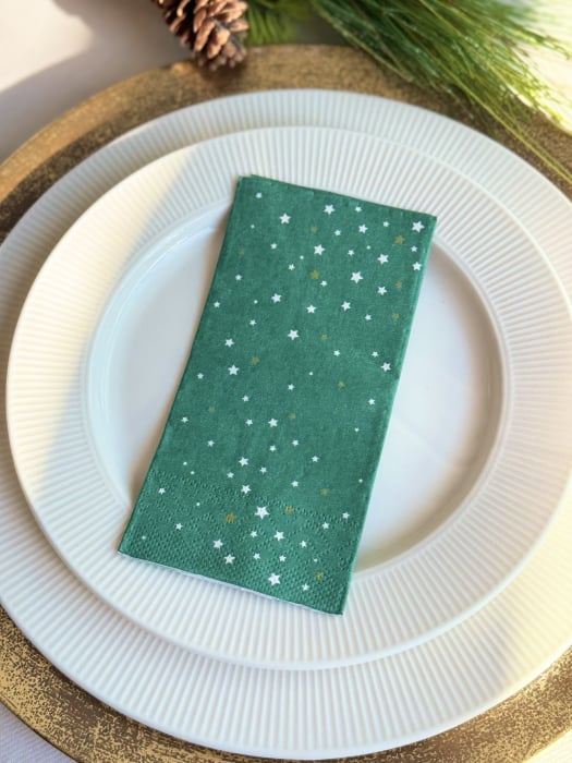 BAX Servetele de masa, 3 straturi, Tissue - Christmas Star (verde), 33 x 33 cm, pliate 1/8, 1250 buc [5]