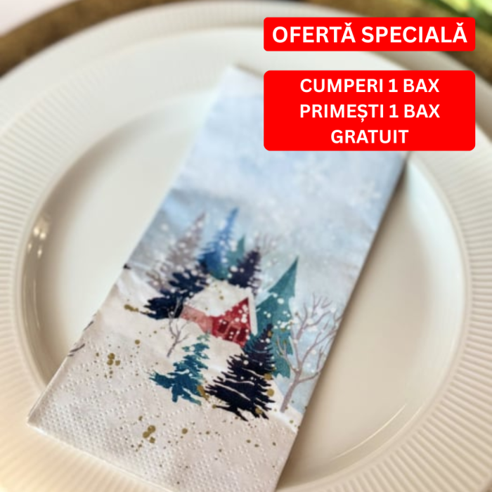 Bax  Servetele de masa, 3 straturi, Tissue - Winter Harmony, 33 x 33 cm, pliate 1/8, 800 buc [1]