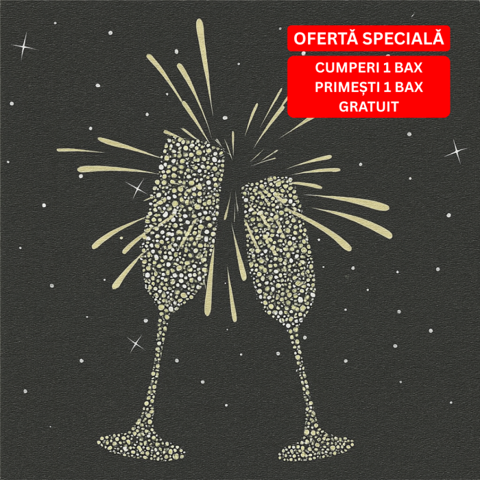 BAX Servetele de masa festive Softpoint pentru Craciun - Cheers (auriu) / 38 x 38 cm / 1000 buc [1]