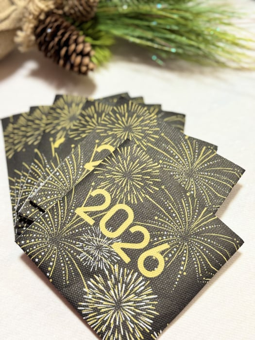 BAX Servetele festive pentru Revelion, Softpoint - 2026 (negru-auriu) / 24 x 24 cm / 3000 buc [2]