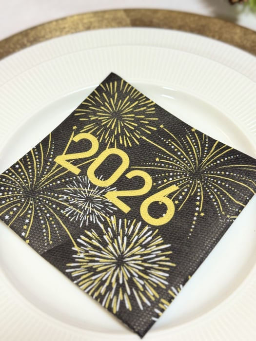 BAX Servetele festive pentru Revelion, Softpoint - 2026 (negru-auriu) / 24 x 24 cm / 3000 buc [3]
