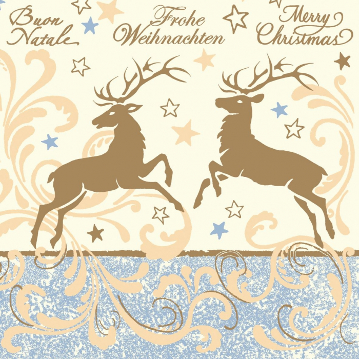 Servetele de masa festive Linclass pentru Craciun/Revelion - Liroy (cerbi - Merry Christmas)  / 40 x 40 cm / 50 buc [2]