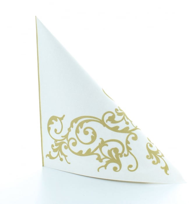 Servetele de masa festive Linclass - Pomp (Auriu-Alb) / 40 x 40 cm / 50 buc [9]