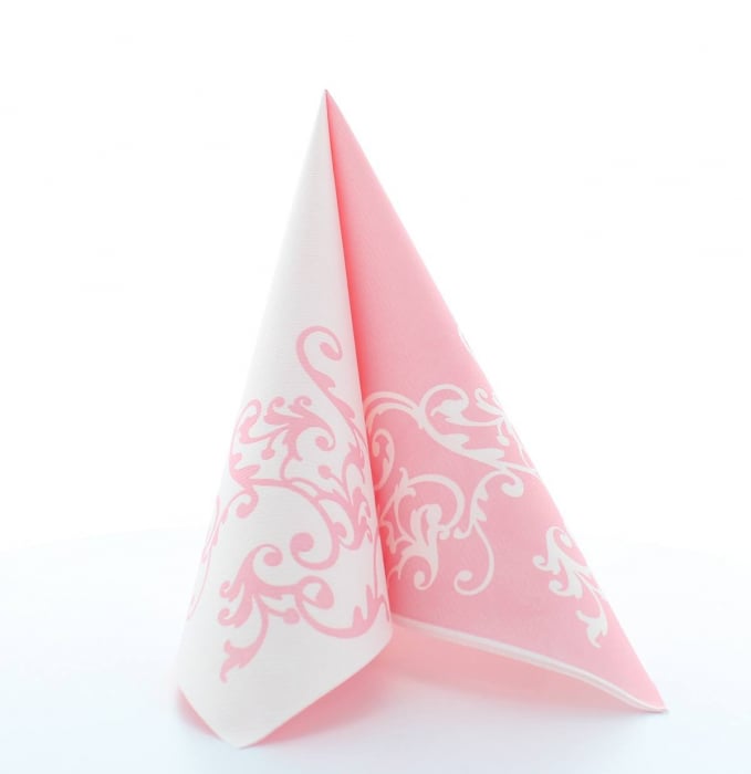 Servetele de masa festive Linclass - Pomp (Roz-Alb) / 40 x 40 cm / 50 buc [6]