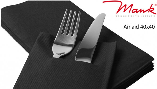 Servetele cu BUZUNAR pentru tacamuri Linclass - Negru / 40 x 40 cm / 75 buc [3]