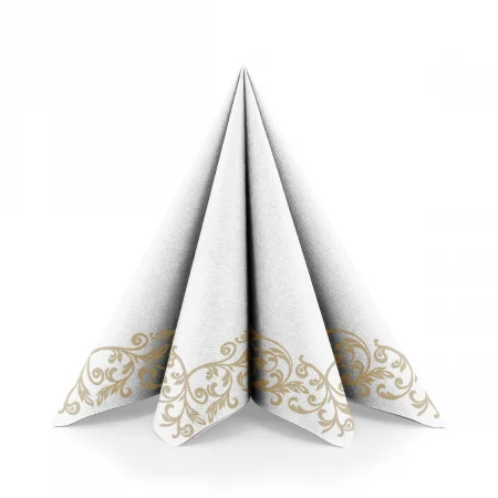 MINI BAX  Servetele de masa festive Linclass-Light - Rob (model auriu pe margine) / 40 x 40 cm / 600 buc [2]