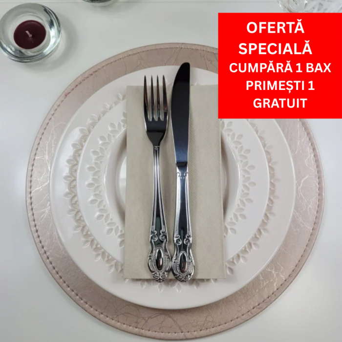 MINI BAX Servetele Linclass ultra calitative, pebble stone (bej pal), 40x40 cm, pliate 1/8, 432 buc [1]