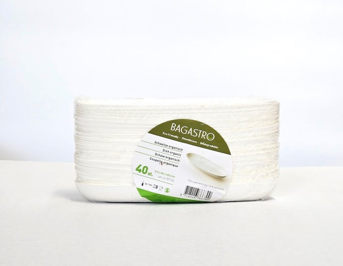Mini-platouri biodegradabile din pulpa de trestie de zahar, 210 x 80 x h20 mm, 40 buc [3]