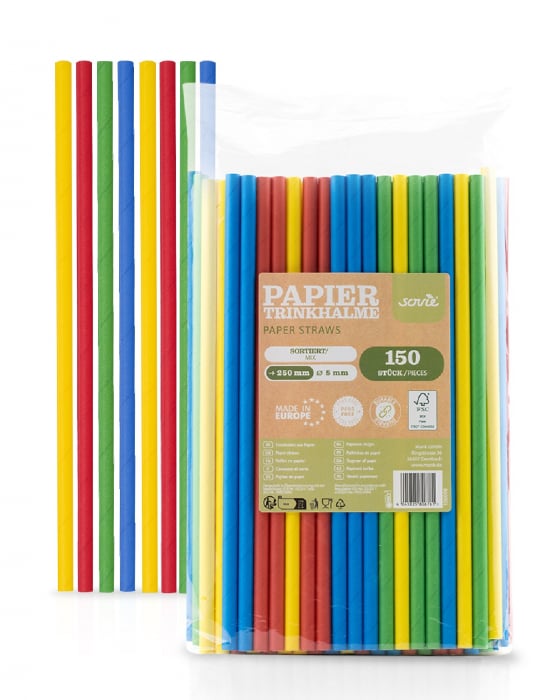 Paie din hartie diverse culori, 8 mm x 25 cm, 150 buc [1]