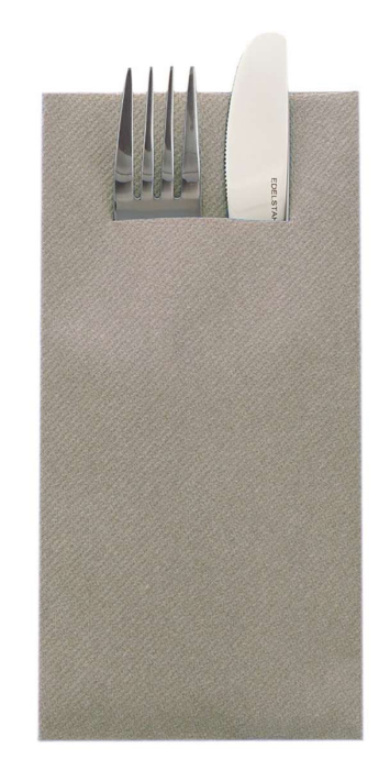 Servetele cu BUZUNAR pentru tacamuri, Linclass - Berge Grey (Grej) / 40 x 40 cm / 50 buc [1]