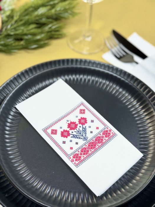 Servetele de masa 2 straturi, Tissue - Model traditional romanesc, 33 x 33 cm, pliate 1/8, 120 buc [4]