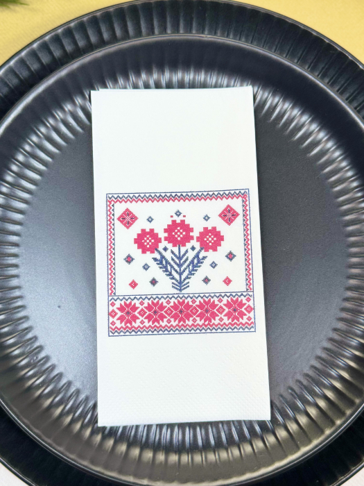 Servetele de masa 2 straturi, Tissue - Model traditional romanesc, 33 x 33 cm, pliate 1/8, 120 buc [3]