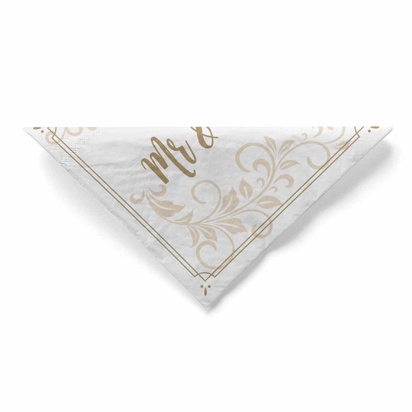Servetele de masa 3 straturi pentru nunta, Mr & Mrs (ornament) / 33 x 33 cm / 100 buc [4]