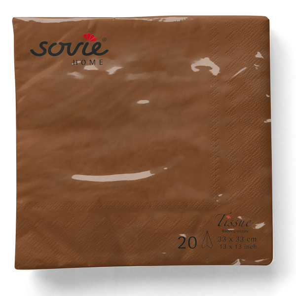 Servetele de masa 3 straturi, Tissue - Bronze (bronz) / 33 x 33 cm / 20 buc [3]