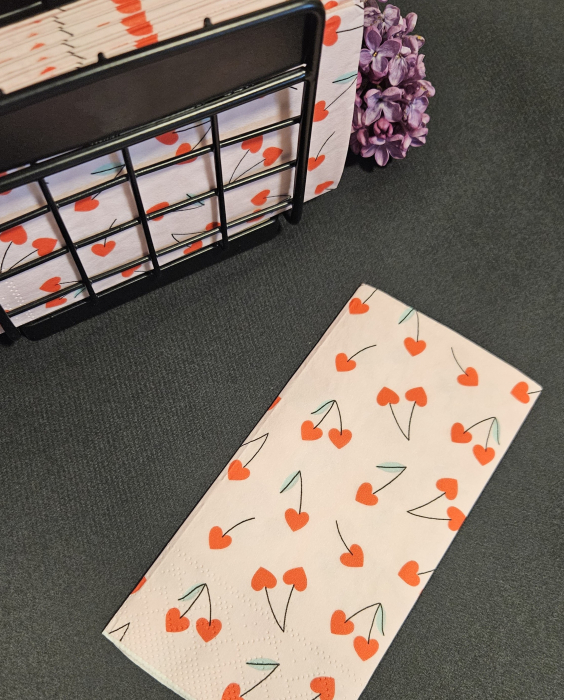 Servetele de masa 3 straturi, Tissue - Cherry Love, 33 x 33 cm, pliate 1/8, 16 buc [5]