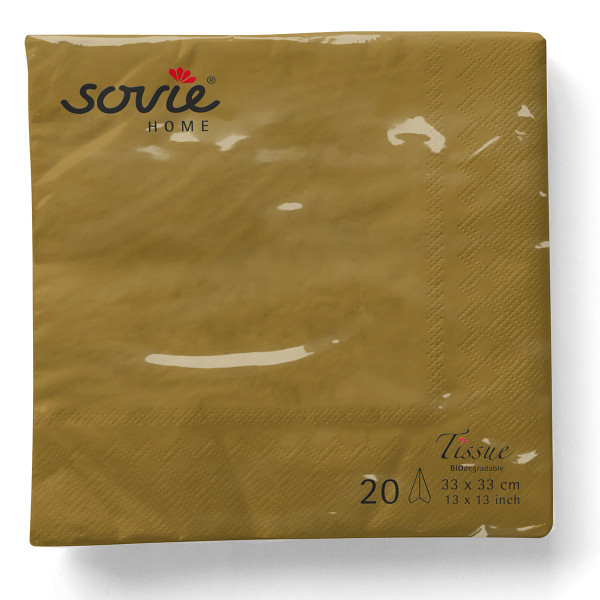 Servetele de masa 3 straturi, Tissue - Gold (aurii) / 33 x 33 cm / 20 buc [3]