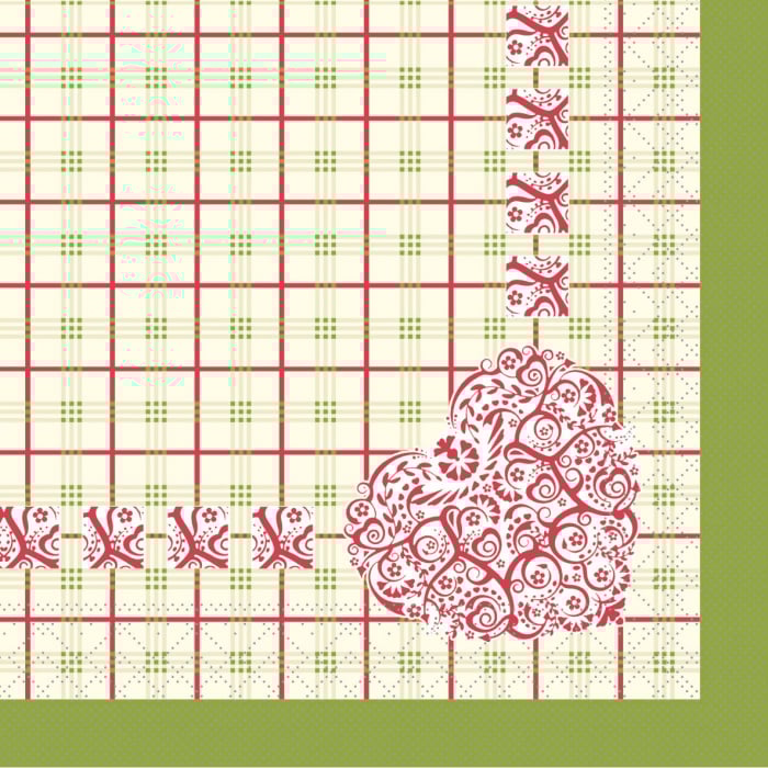 Servetele de masa 3 straturi, Tissue - Meg (carouri si inimioara) / 40 x 40 cm / 100 buc [2]