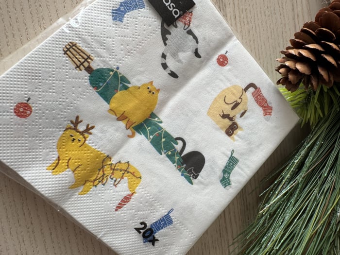 Servetele de masa 3 straturi Tissue - X-Mas Funcats (pisici), 25 x 25 cm, 20 buc [1]