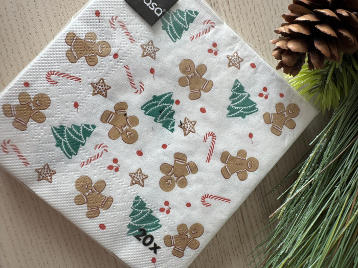 Servetele de masa 3 straturi Tissue - X-Mas Gingerman (turta dulce), 25 x 25 cm, 20 buc [1]