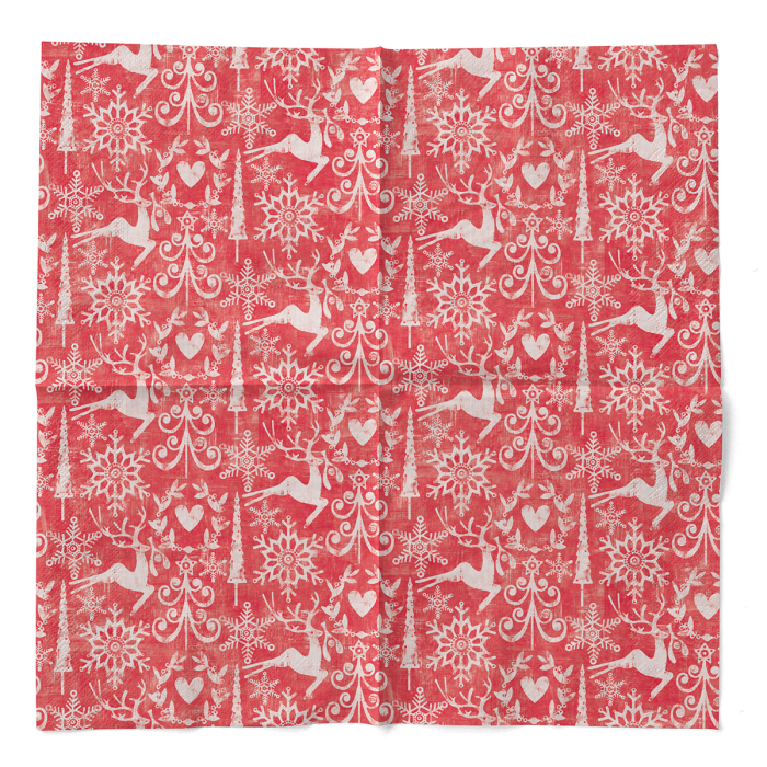 Servetele de masa de Craciun, 3 straturi, Tissue - Bob rot / red / 40 x 40 cm / 100 buc [3]