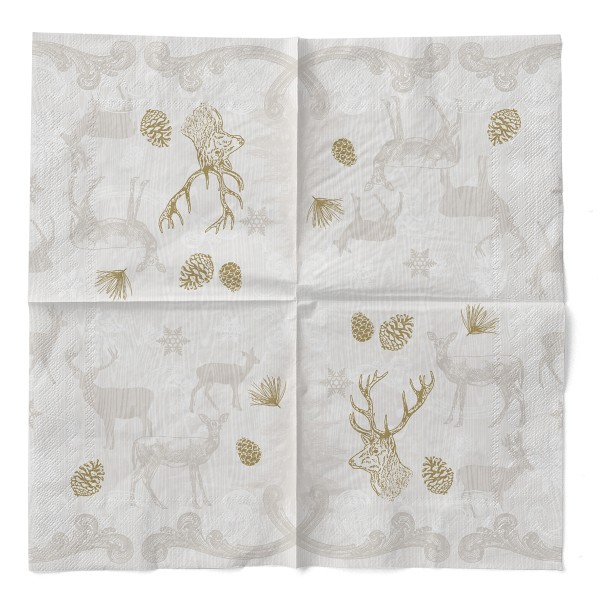 Servetele de masa de Craciun, 3 straturi, Tissue - Bruno (bej-auriu)) / 40 x 40 cm / 100 buc [3]