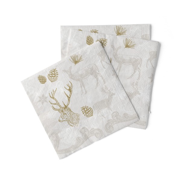Servetele de masa de Craciun, 3 straturi, Tissue - Bruno (bej-auriu)) / 40 x 40 cm / 100 buc [2]