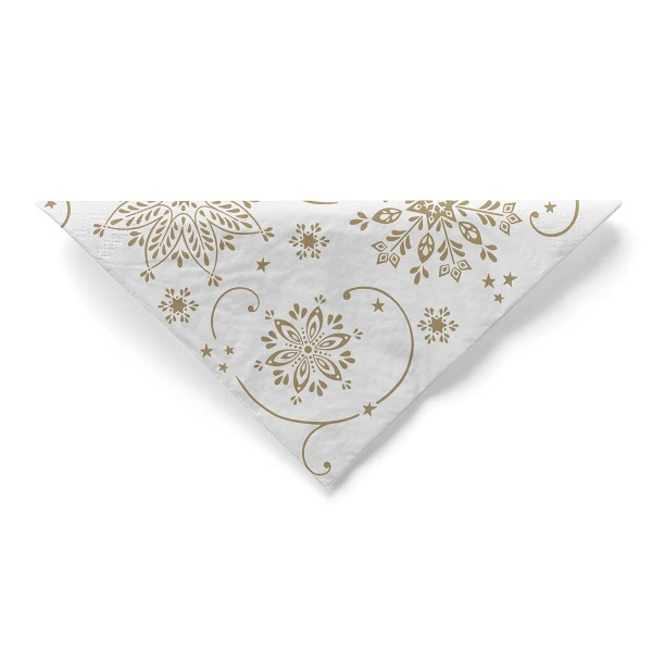 Servetele de masa de Craciun, 3 straturi, Tissue - Cristal (alb-auriu) / 33 x 33 cm / 100 buc [4]