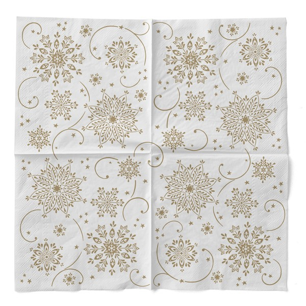 Servetele de masa de Craciun, 3 straturi, Tissue - Cristal (alb-auriu) / 33 x 33 cm / 100 buc [3]