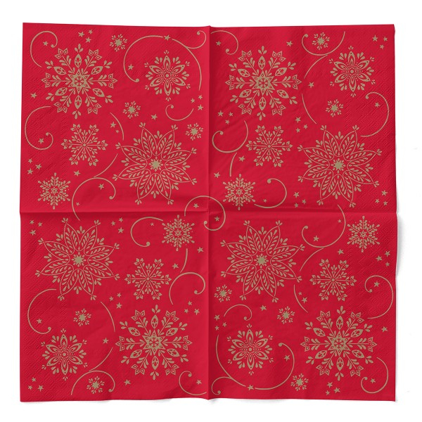 Servetele de masa de Craciun, 3 straturi, Tissue - Cristal (rosu-auriu) / 40 x 40 cm / 100 buc [3]