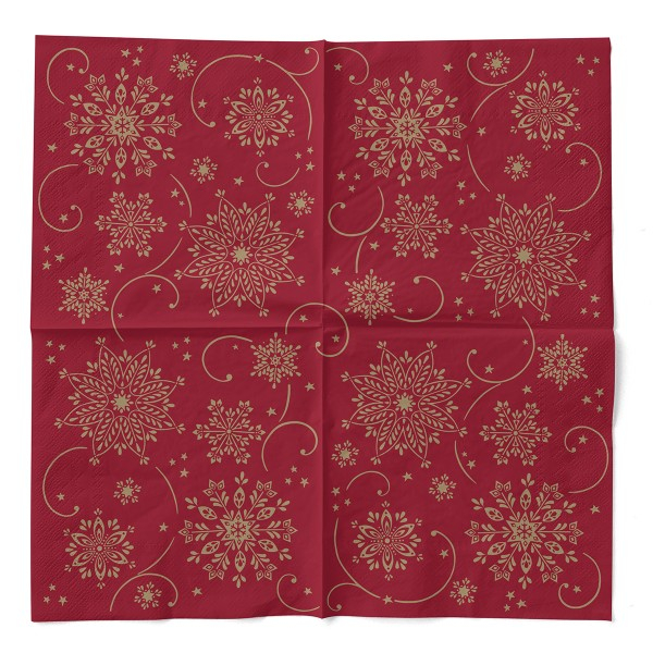 Servetele de masa de Craciun, 3 straturi, Tissue - Cristal (bordo-auriu) / 40 x 40 cm / 100 buc [3]