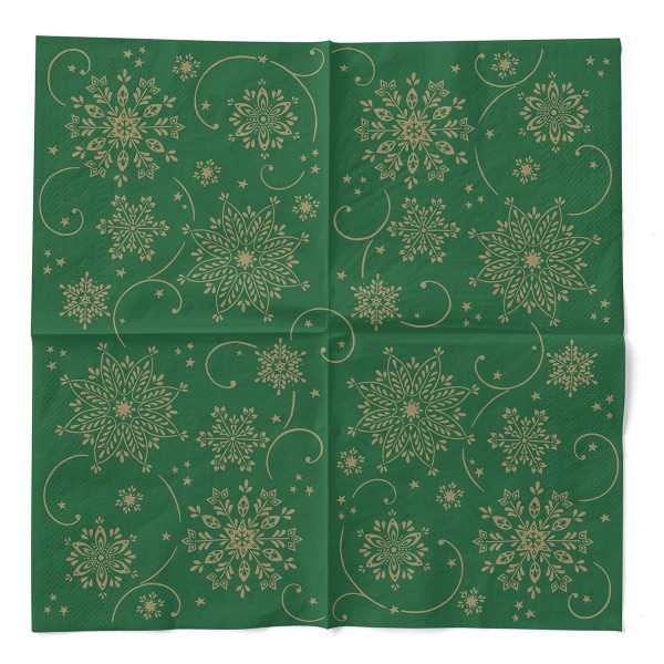 Servetele de masa de Craciun, 3 straturi, Tissue - Cristal (verde-auriu) / 40 x 40 cm / 100 buc [3]