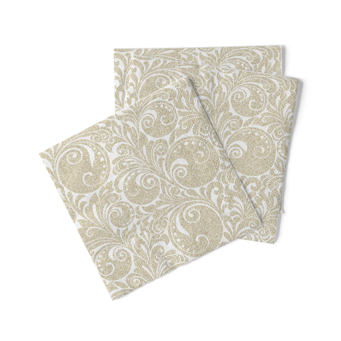 Servetele de masa de Craciun, 3 straturi, Tissue - Jordan weiss-gold / white-gold / 40 x 40 cm / 100 buc [1]