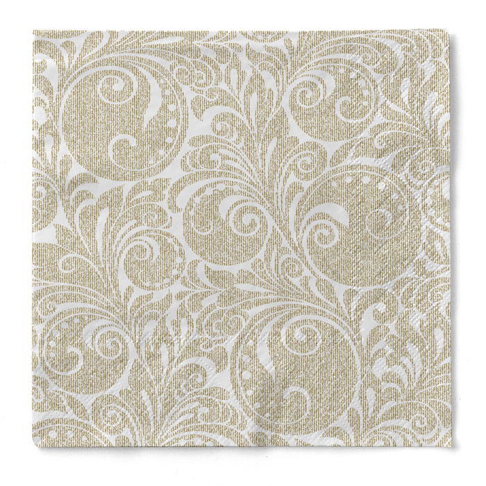 Servetele de masa de Craciun, 3 straturi, Tissue - Jordan weiss-gold / white-gold / 40 x 40 cm / 100 buc [2]