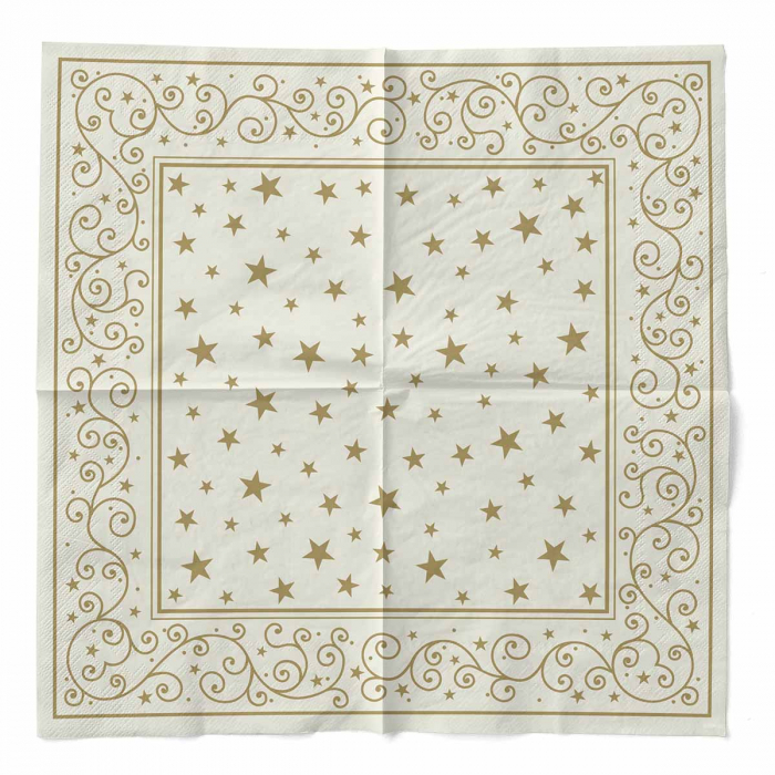 Servetele de masa de Craciun, 3 straturi, Tissue - Liam (crem) / 40 x 40 cm / 100 buc [3]