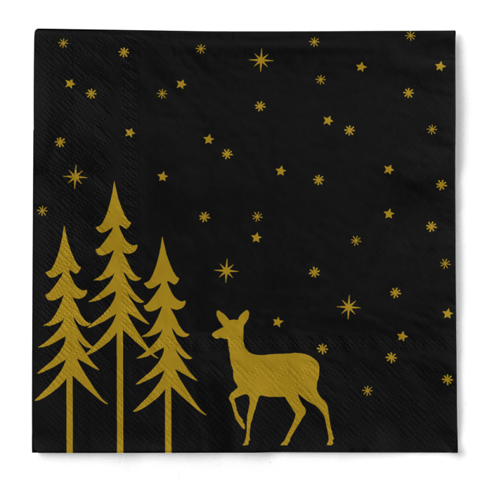Servetele de masa de Craciun, 3 straturi, Tissue - Liane schwarz / black / 40 x 40 cm / 100 buc [4]