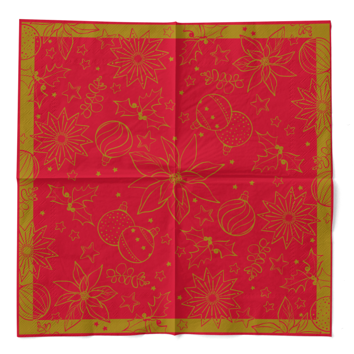 Servetele de masa de Craciun, 3 straturi, Tissue - Milan rot / red / 33 x 33 cm / 100 buc [5]