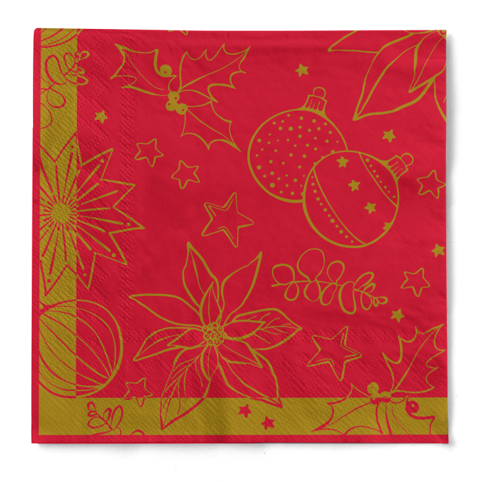 Servetele de masa de Craciun, 3 straturi, Tissue - Milan rot / red / 33 x 33 cm / 100 buc [3]