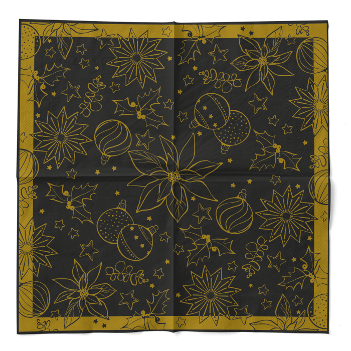 Servetele de masa de Craciun, 3 straturi, Tissue - Milan schwarz / black / 33 x 33 cm / 100 buc [6]