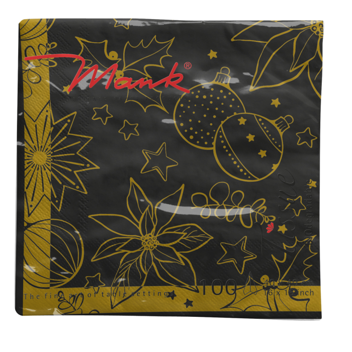 Servetele de masa de Craciun, 3 straturi, Tissue - Milan schwarz / black / 40 x 40 cm / 100 buc [4]