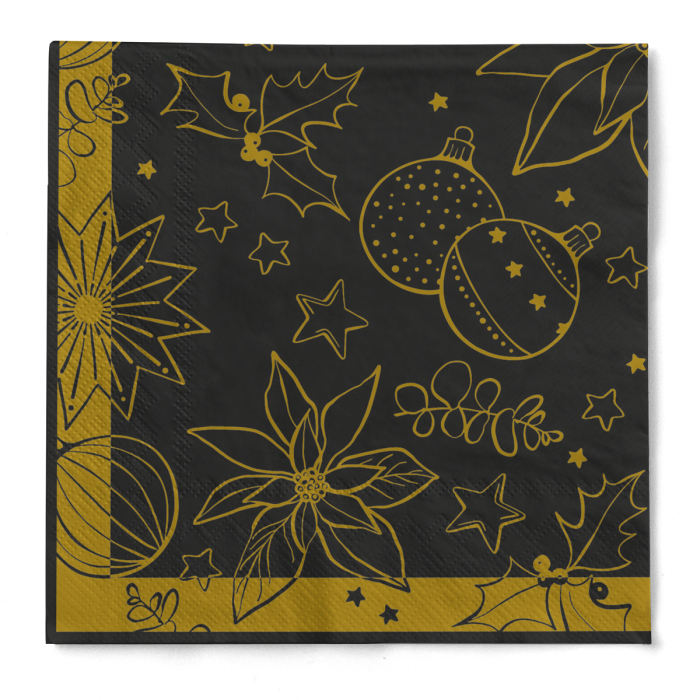 Servetele de masa de Craciun, 3 straturi, Tissue - Milan schwarz / black / 40 x 40 cm / 100 buc [3]