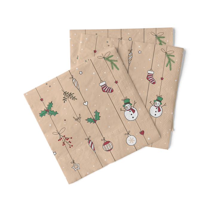 Servetele de masa de Craciun, 3 straturi, Tissue - Snowman / 33 x 33 cm / 100 buc [1]