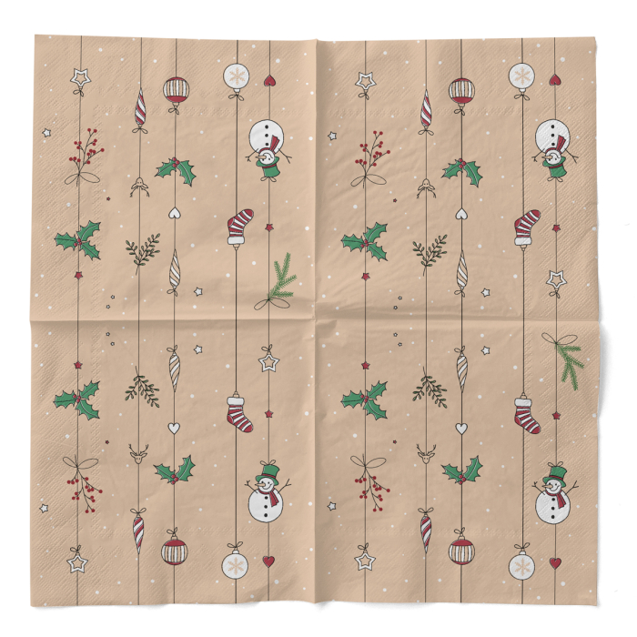Servetele de masa de Craciun, 3 straturi, Tissue - Snowman / 33 x 33 cm / 100 buc [3]