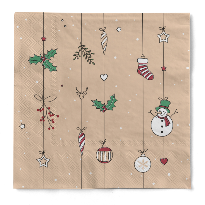 Servetele de masa de Craciun, 3 straturi, Tissue - Snowman / 33 x 33 cm / 100 buc [4]