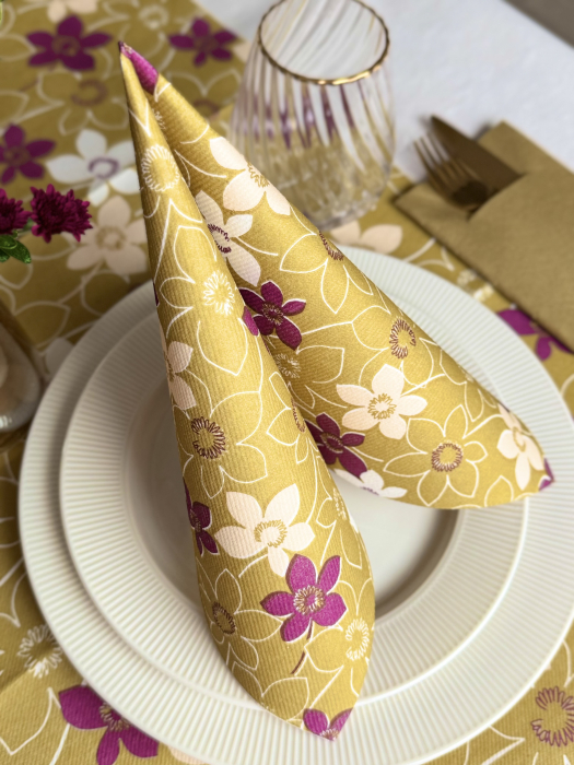 Servetele de masa festive Linclass - Cora (auriu) / 40 x 40 cm / 50 buc [1]