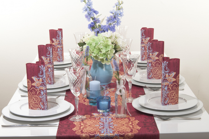 Servetele de masa festive Linclass - Ellen (bordo) / 40 x 40 cm / 12 buc [5]