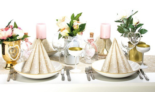 Servetele de masa festive Linclass - Jordan (auriu pudrat) / 40 x 40 cm / 50 buc [5]