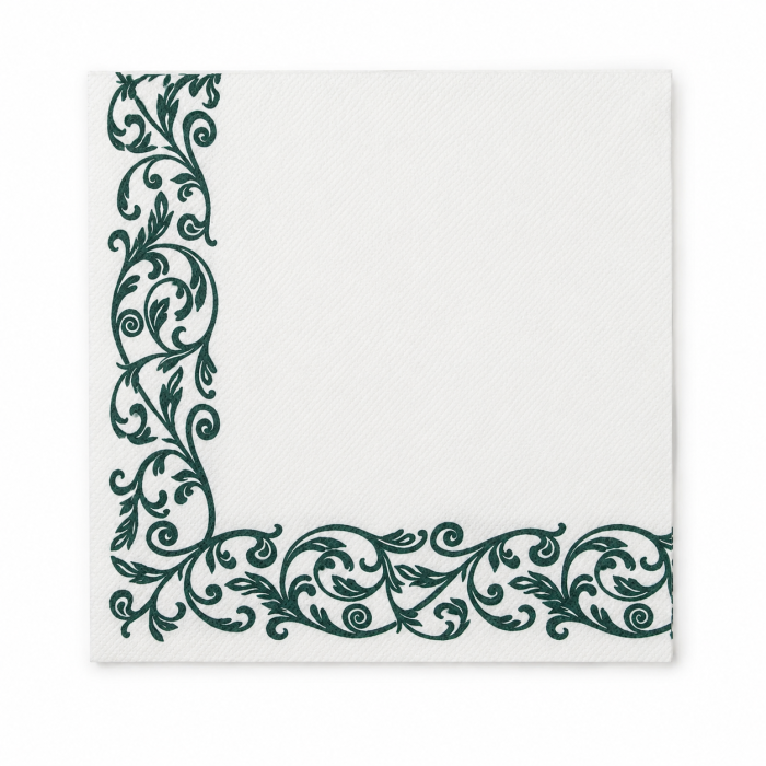 Servetele de masa festive Linclass-Light - Rob (model verde inchis pe margine) / 40 x 40 cm / 50 buc [2]