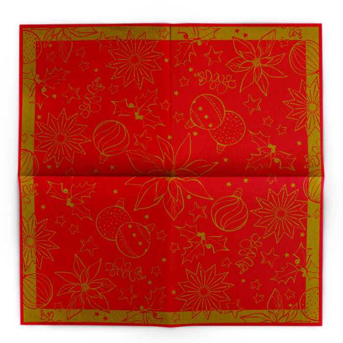 Servetele de masa festive Linclass pentru Revelion/Anul Nou Linclass - Milan rot / red / 40 x 40 cm / 50 buc [4]
